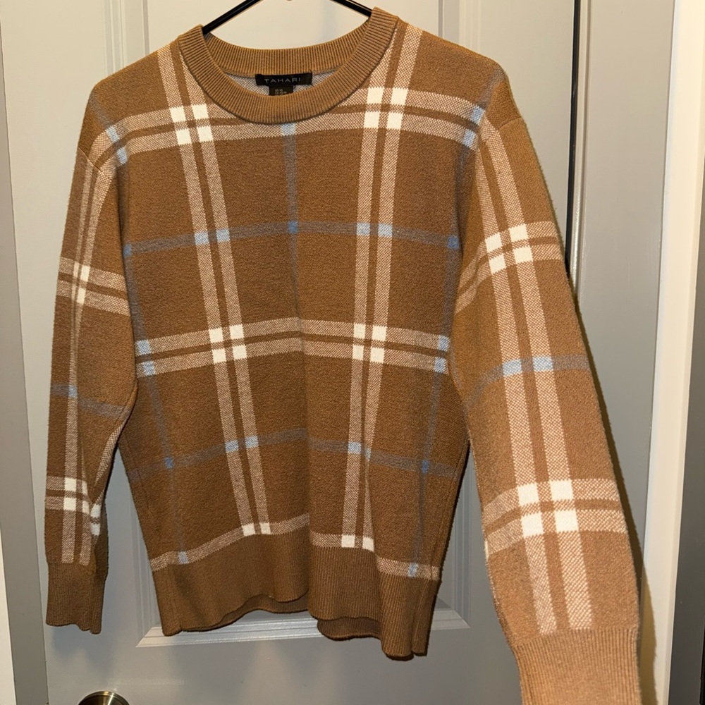XS Plaid Brown Sweater Like NEW
